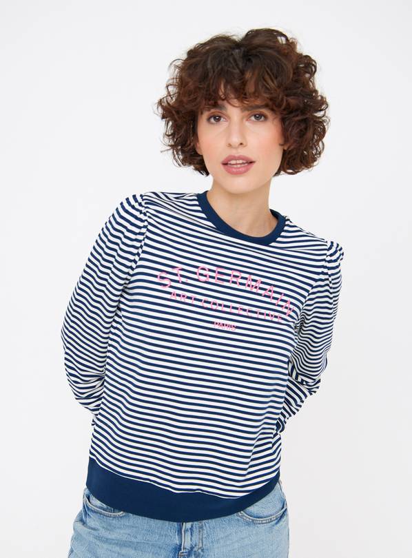Navy Stripe St Germain Graphic Sweatshirt L